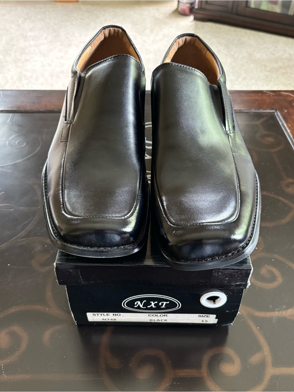 *NEW* NXT Italy Collection Men's Black Leather Dress Comfort Slip-on Shoes - 15